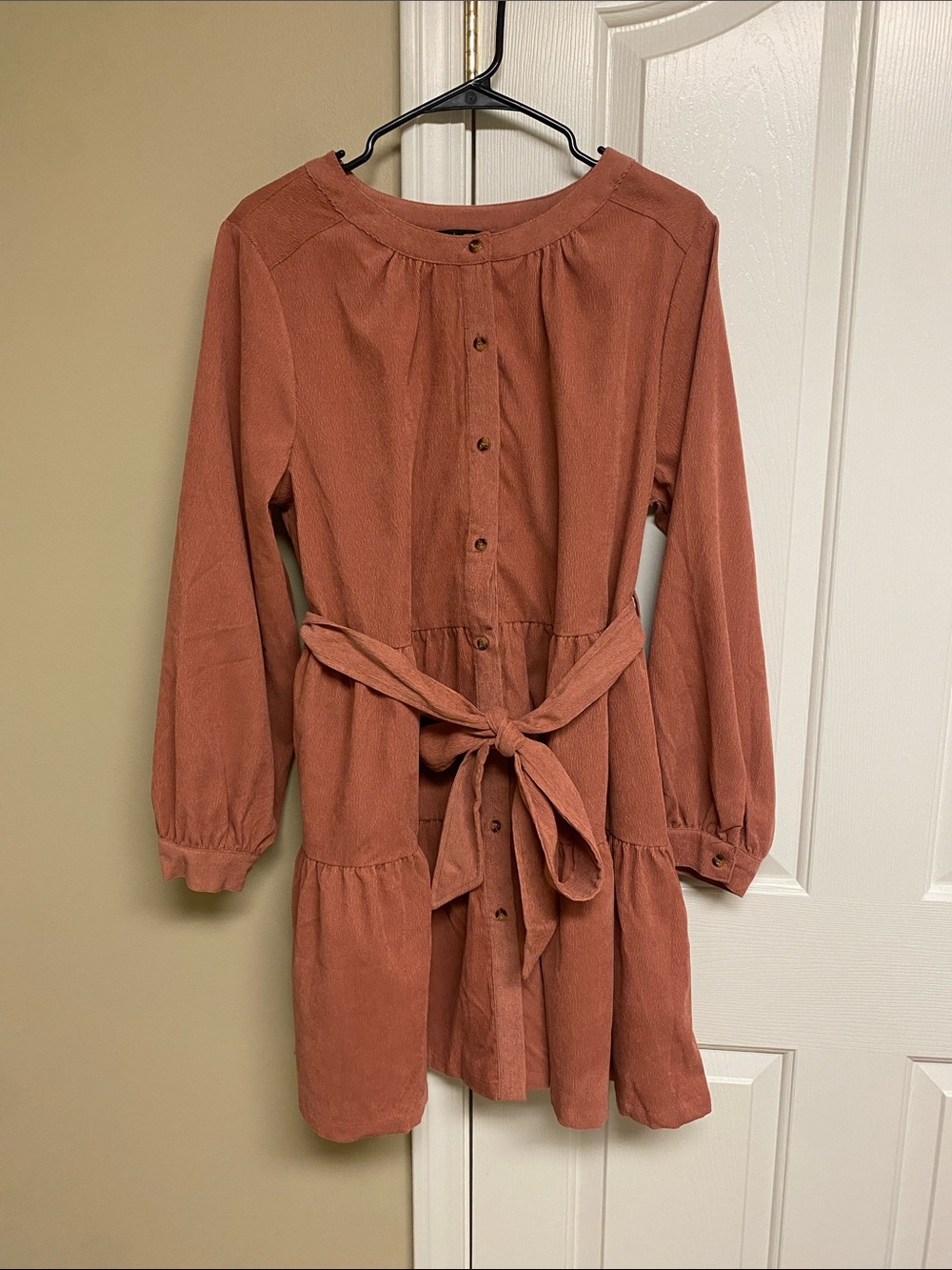 Simply Southern Rust Long Sleeve Tie-Waist Dress